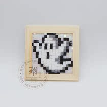 The Yuessen Live SMALL GHOST GHOST GHOST MOSAIC HANDMADE SOLID WOOD DECORATIVE PAINTING SWING PIECE PIXEL PAINTING PHANTOM GIFT