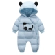 Quần áo trẻ em cotton xuống màu đỏ lưới bé quần áo mùa đông mặc dày mặc quần áo sơ sinh cho bé bộ đồ liền quần hình thú bé trai