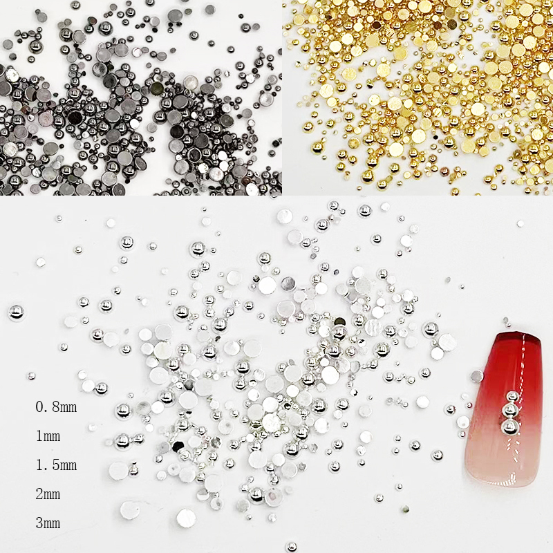 Japanese-Style Solid Half-Round Rivets Mixed Size Alloy Mini Nail Art Accessories Metal Punk Style Nail Decorations