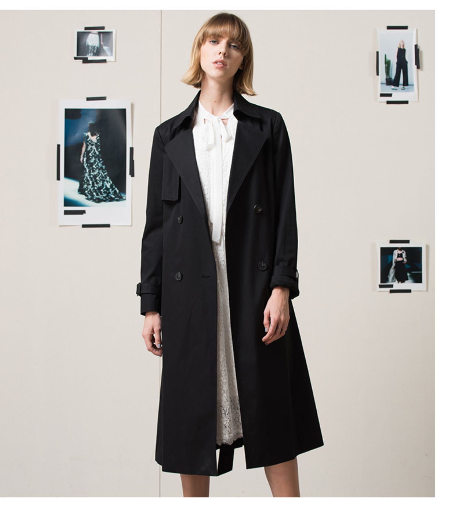 FEXATA áo khoác mới mùa xuân dài áo gió Áo khoác nữ thời trang Hàn Quốc - Trench Coat áo khoác blazer nữ