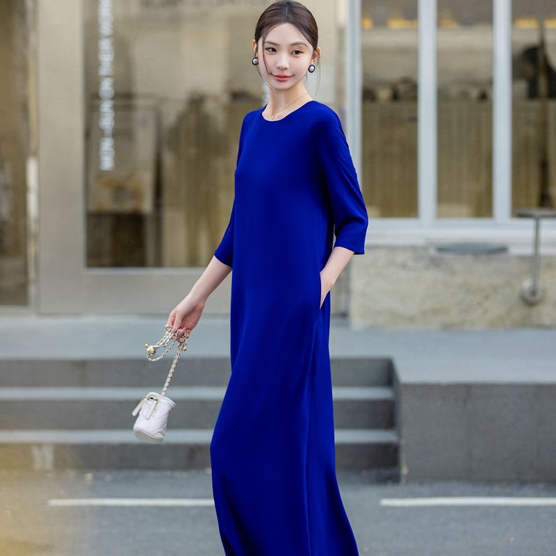 Long Skirt for Tall Women, Summer, Blue, Loose Chiffon Dress, Elegant Base Skirt, Minimalist Style, Slimming Beach Dress Long Skirt for Tall Women, Summer, Blue, Loose Chiffon Dress, Elegant Base Skirt, Minimalist Style, Slimming Beach Dress