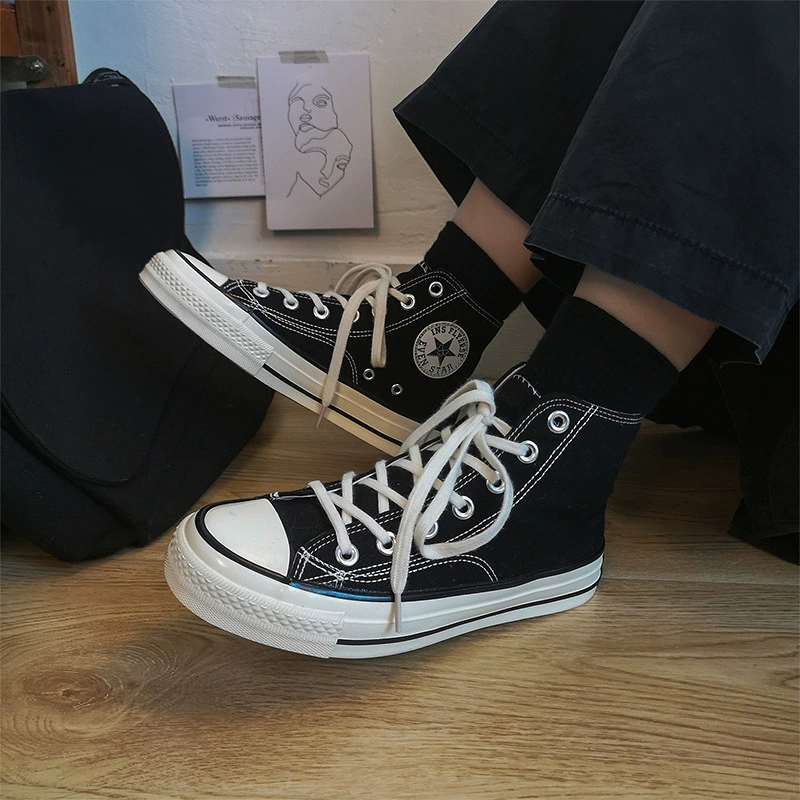 Xu Liumang Converse Mùa xuân Phiên bản mới của Hàn Quốc của nhãn tròn cao giày thập niên 1970 giày vải sinh viên nam và nữ đôi giày - Giay cao