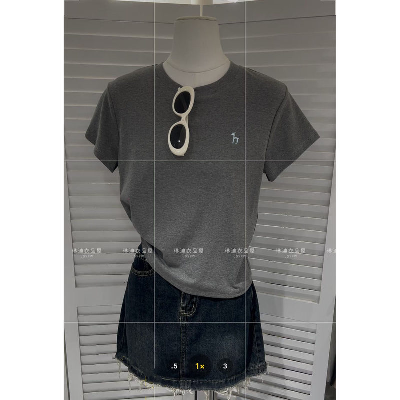 Ldypw Lindy Clothing Store Women's Short Fit T-Shirt 2026 Summer Zero Cotton Slim Fit Pure Cotton Short Sleeve Round Neck