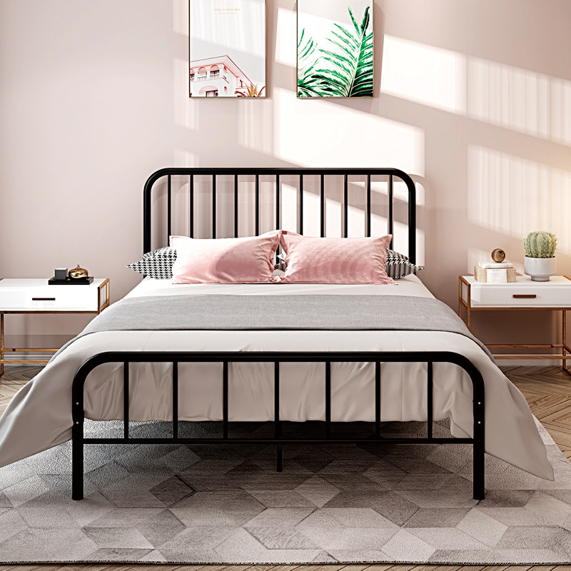 European iron bed double bed 1 5 m 1 8 m iron bed children's princess bed Red rental iron rack bed