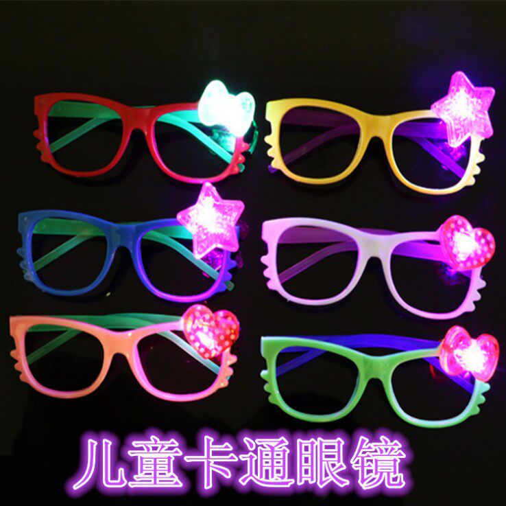 Hot Selling Cartoon Glowing Glasses KT Cat Sparkling Spectacle Frames Bar Festival Party Supplies Children's Land Stall Toys