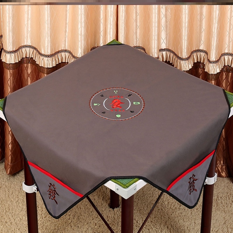 Hand-rubbed mahjong cloth tablecloth with pocket thickened household square suede mute embroidery mahjong blanket with pocket tablecloth