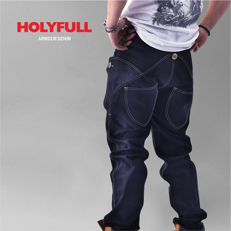 Thick and Durable Vintage American-Style Workwear Heavy-Duty Denim Jeans for Men, Motorcycle Selvedge Denim Armor Series, Original 26 New Models