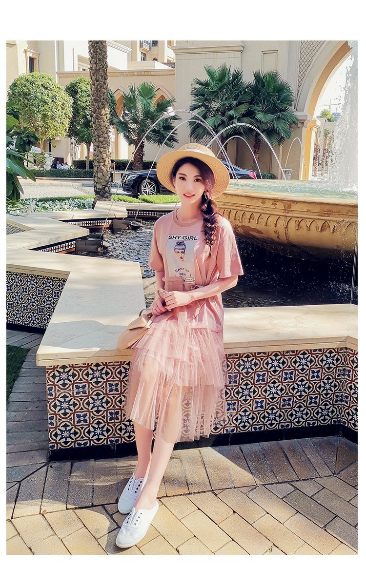 Handu quần áo nhà 2019 hè mới dành cho nữ phiên bản Hàn Quốc của siêu ngọt ngào phần dài thon gọn lưới đầm lưới - Váy eo cao đầm xoắn eo
