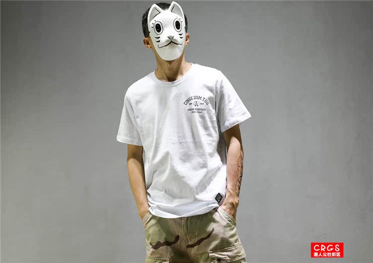 2019 xuân hè mới Nhật Bản nguyên bản thương hiệu đường phố cặp vợ chồng siêu lửa nước triều ngắn tay áo thun nam và nữ nửa tay áo thủy triều áo thun nam cổ tròn