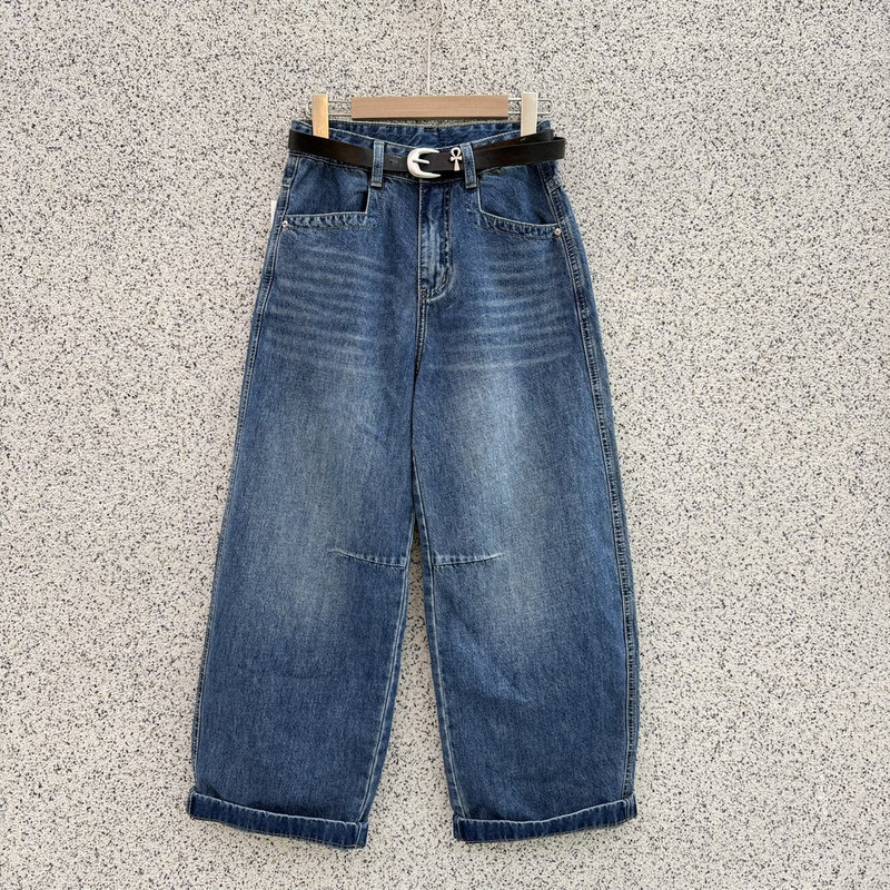 2026 Summer New Style Bang Girl 8017-5 European High-Waisted Blue Cropped Jeans for Women, Slimming Casual Denim Pants