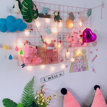 Paper little sister Photo Grid Net red wind girl room decoration photo wall fairy wall ins iron lamp bedroom