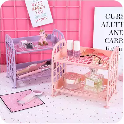 Double-layer plastic sink finishing rack Dormitory small shelf Kitchen mini shelf Powder room storage shelf