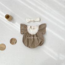 Summer Ins Wind Female Baby Clothes Slim Fly Sleeves Triangle Bag Fart Baby Cute Super Cute Khae Han Version