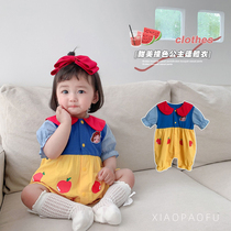 Baby one-piece dress Summer clothing female baby net red baby clothes cute super cute Snow White Snow princess short sleeve farting khaclothes