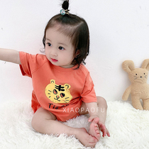 ins summer baby clothes short sleeve one-piece clothes cute cartoon baby bag farting khaclothes pure cotton super cute climbing