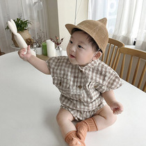 Baby short sleeve shorts suit 2021 new summer thin male and female T-shirt baby shirt air conditioning suit two sets
