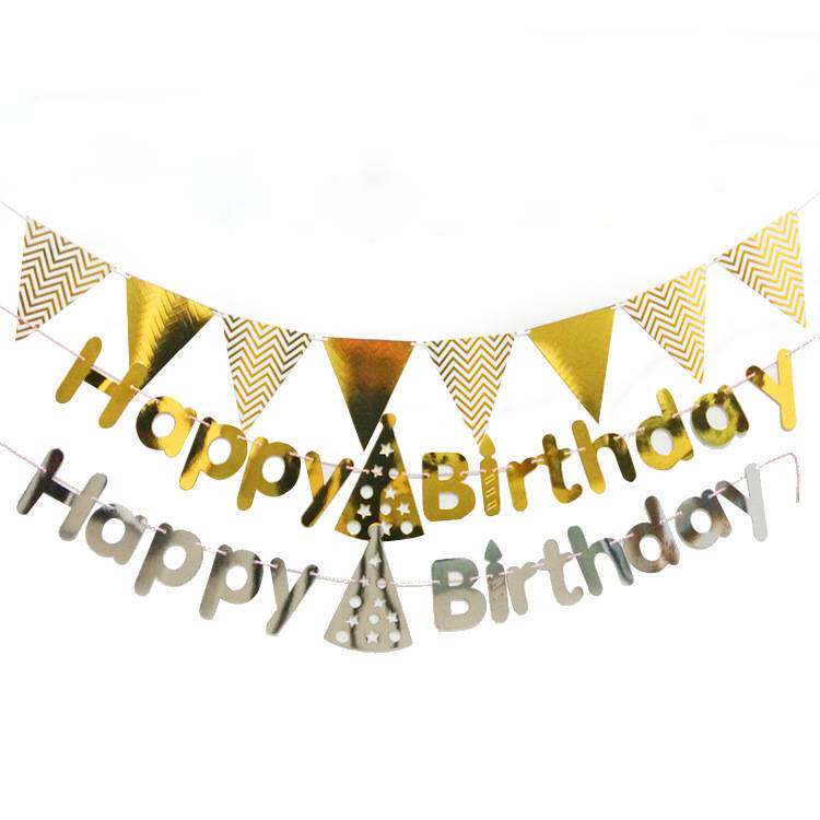 INS hat Happy birthday letter pull flag mirror hollow pull flag