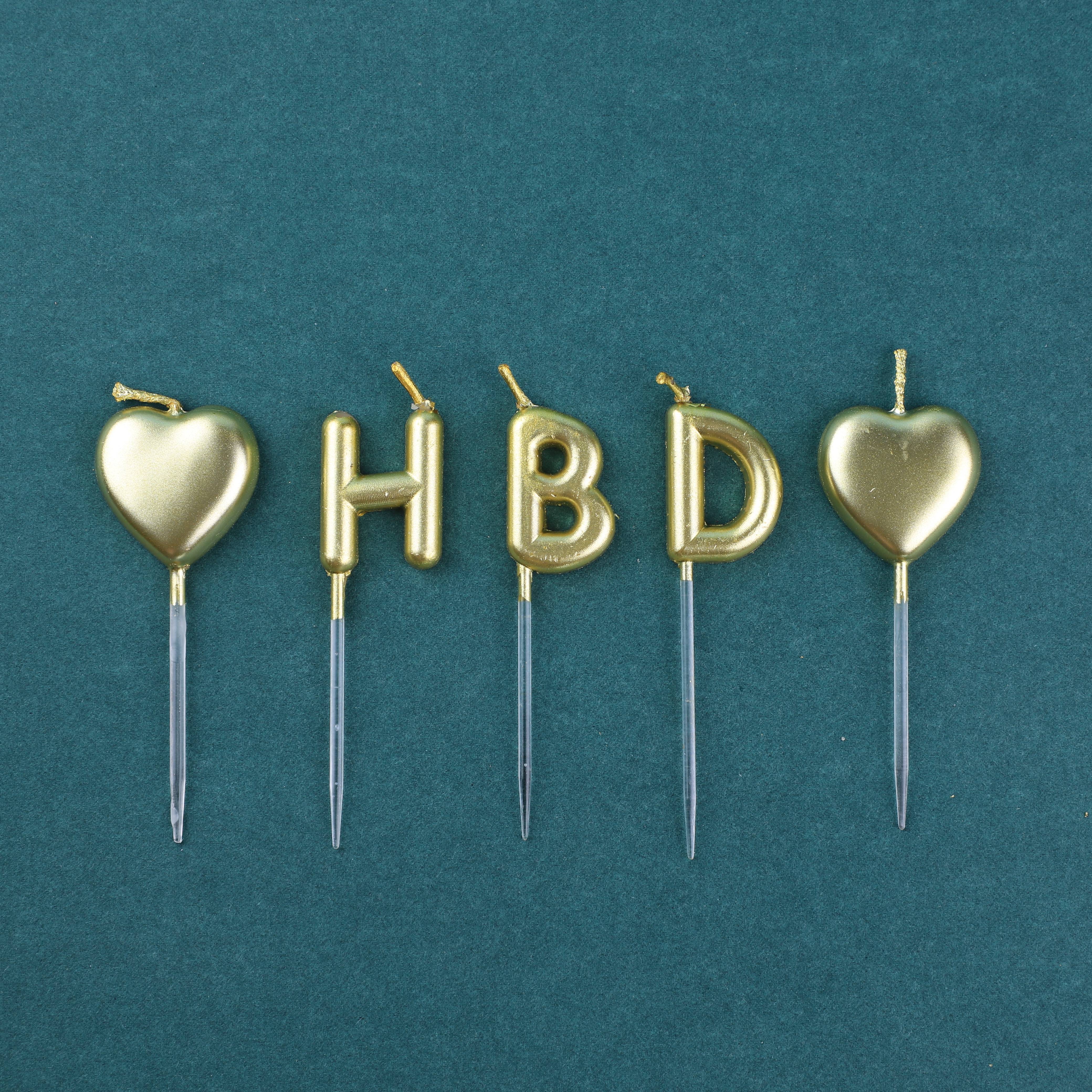 INS HBD love golden happy birthday abbreviation letter cake candle