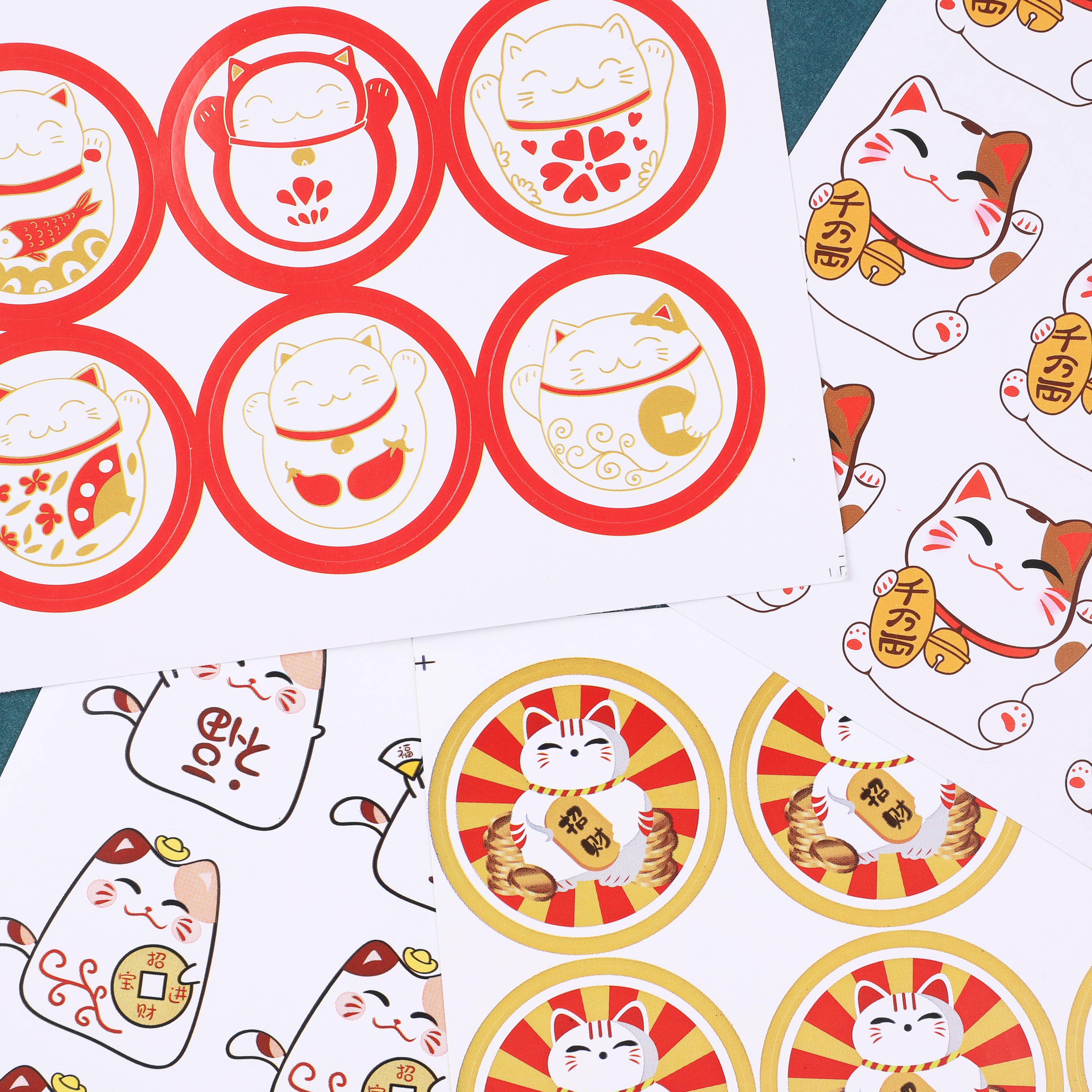 Little Papermaker retro cute cartoon lucky cat sticker baking packaging biscuit decoration sticker sealing sticker