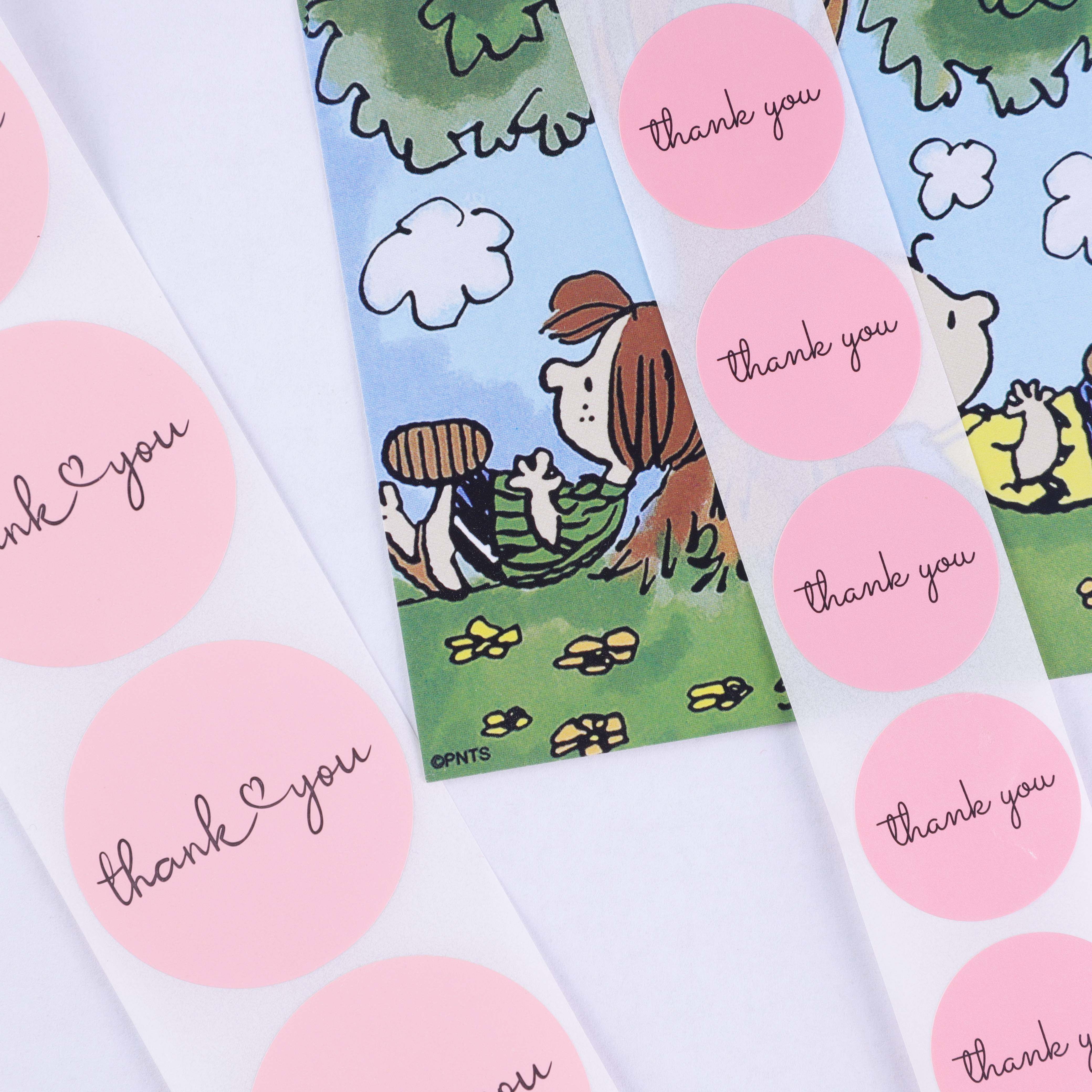 Round pink thank you stickers thank you for sealing stickers