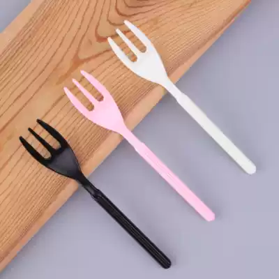 Disposable cake baking fruit salad with separate knife and fork spoon Western food soup spoon Fork short three-tooth fork