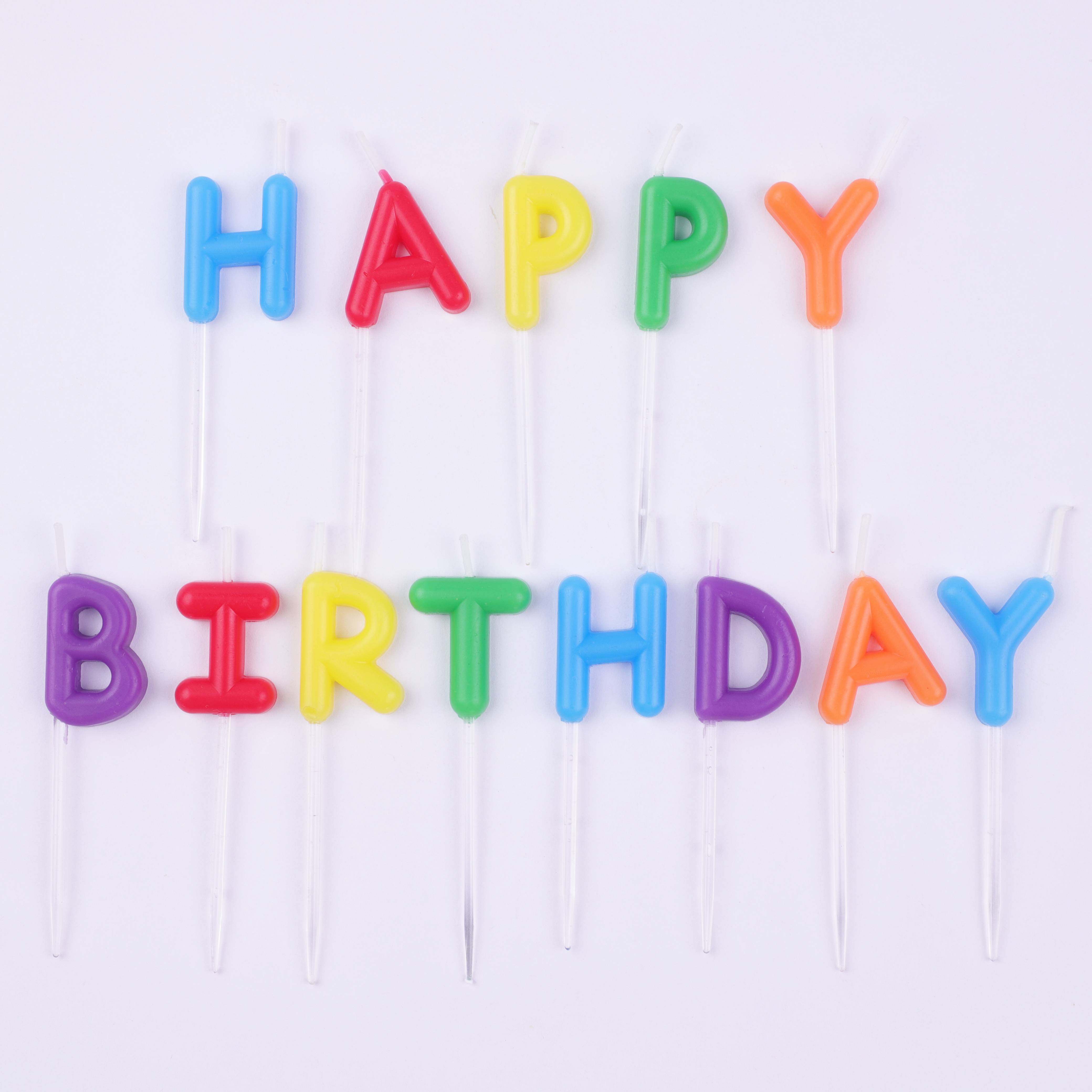 INS color HAPPY BIRTHDAY BIRTHDAY cake candle baking decoration plug-in candle