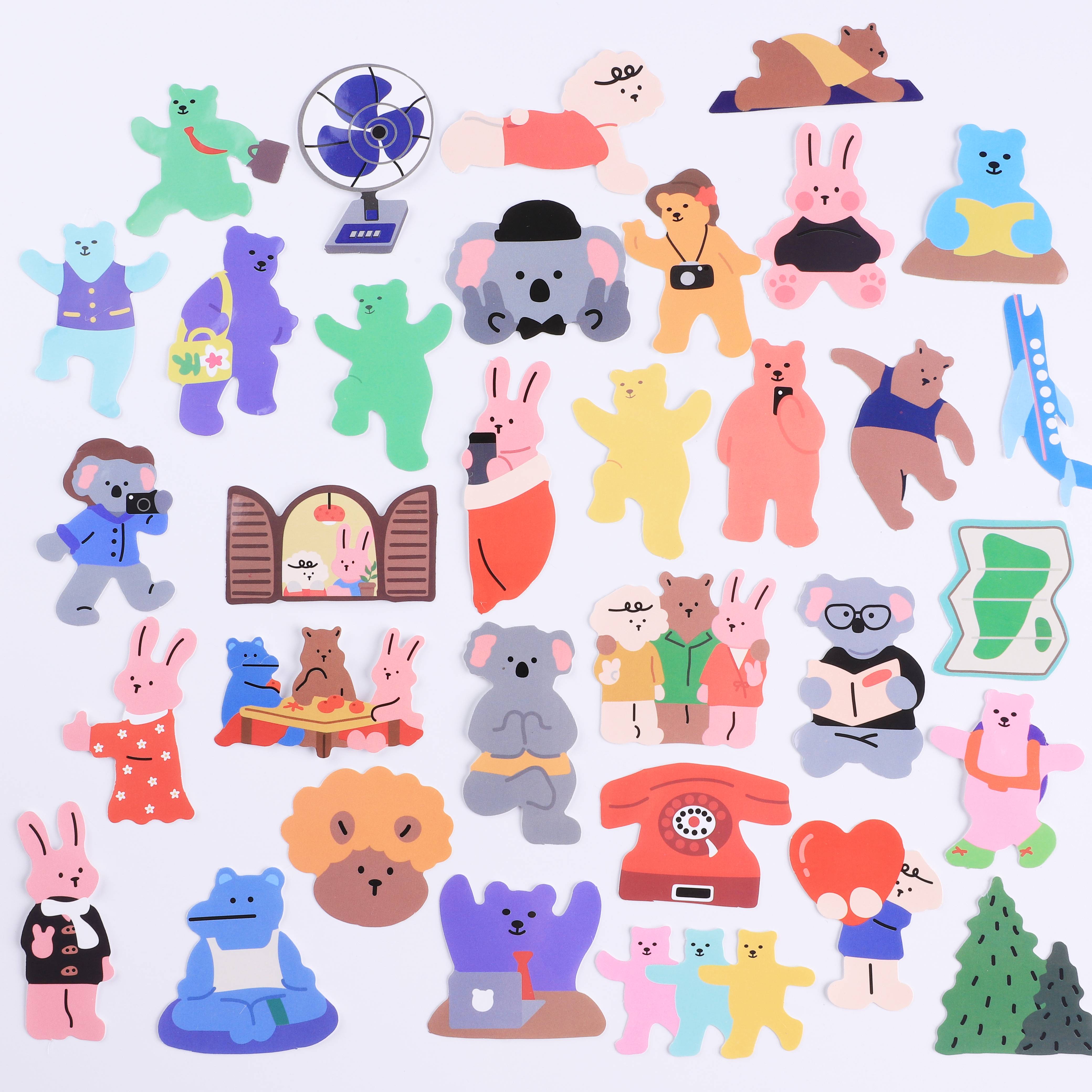 Small Paper Artisan Ina Small Rabbit Cubby Kowra Graffiti Sticker Baking Cake Box Decorative Sticker-Taobao