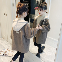 Next Music Girls Coat in Autumn and Winter Clothing of Lamb Clothes for Lamb Girls Net Red Lamb Sueder