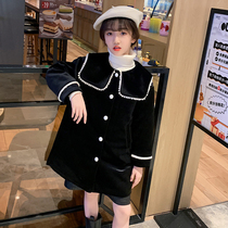 Next Music girl cashmere coat in autumn and winter with children plus thick gold velvet gas clothing tide