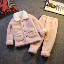 Next Music childrens flannel pyjamas womens foreign air winter soft thickened warm suit boys home clothes