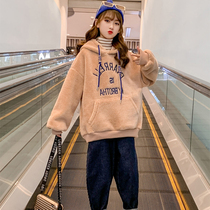 Next Music girl plus sweater sweater in autumn and winter children wear air warmth in large children thicken cap tops