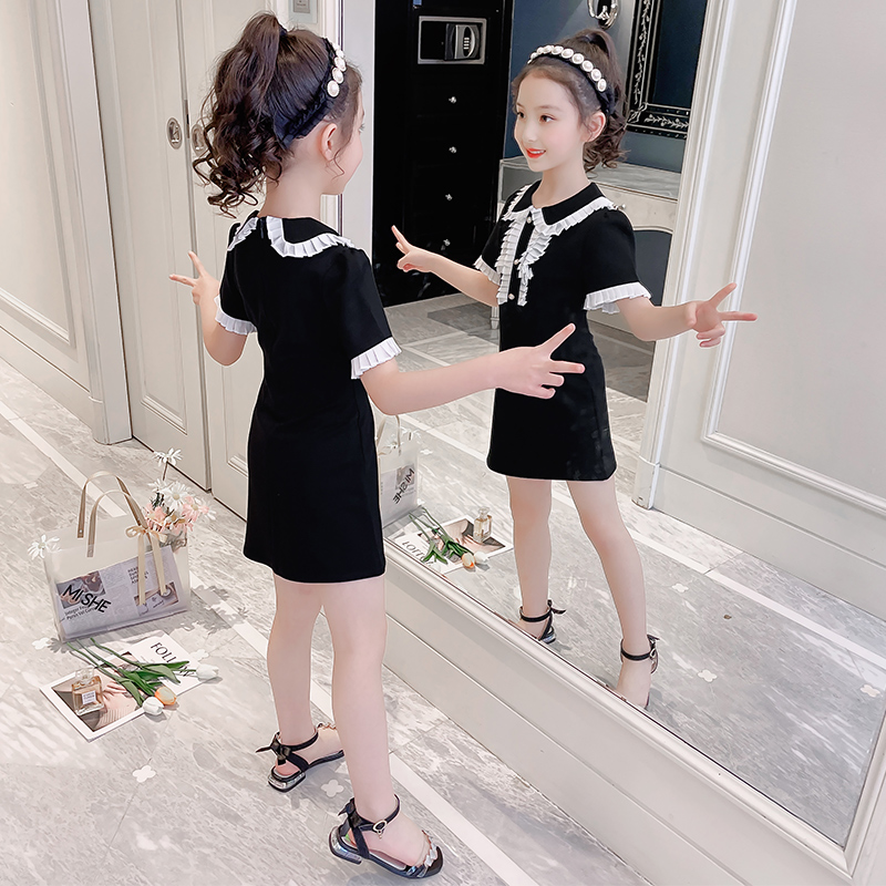 Girl Foreign Dress 2021 New Summer Thin foreign pie black dress CUHK High-end Temperament Short Sleeve Summer Dress