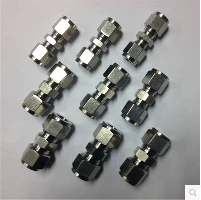 Stainless steel cutting sleeve joint 304 stainless steel cutting sleeve straight middle joint double head clamping type pipe joint