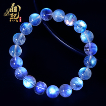 Jingxi jewelry natural ice seed gray moonlight bracelet female blue crystal single circle pull stone hand string female