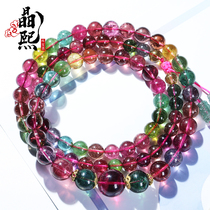 Jingxi old material colored candy tourmaline bracelet female single circle natural rainbow watermelon tourmaline handstring female