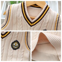 Girls knitted vest baby collar waistcoat childrens horse clip thin spring and autumn cotton thread thin boys sweater