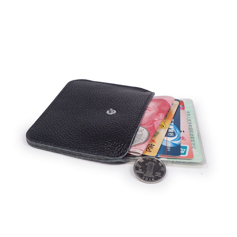 First layer cowhide change card driver's license buckle card bag men's and women's thin retro simple multi-function bag