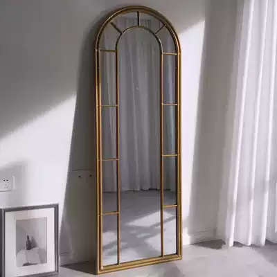 Iron full-length mirror floor full-length mirror European style wall-mounted mirror full-length mirror bedroom background wall decorative frame