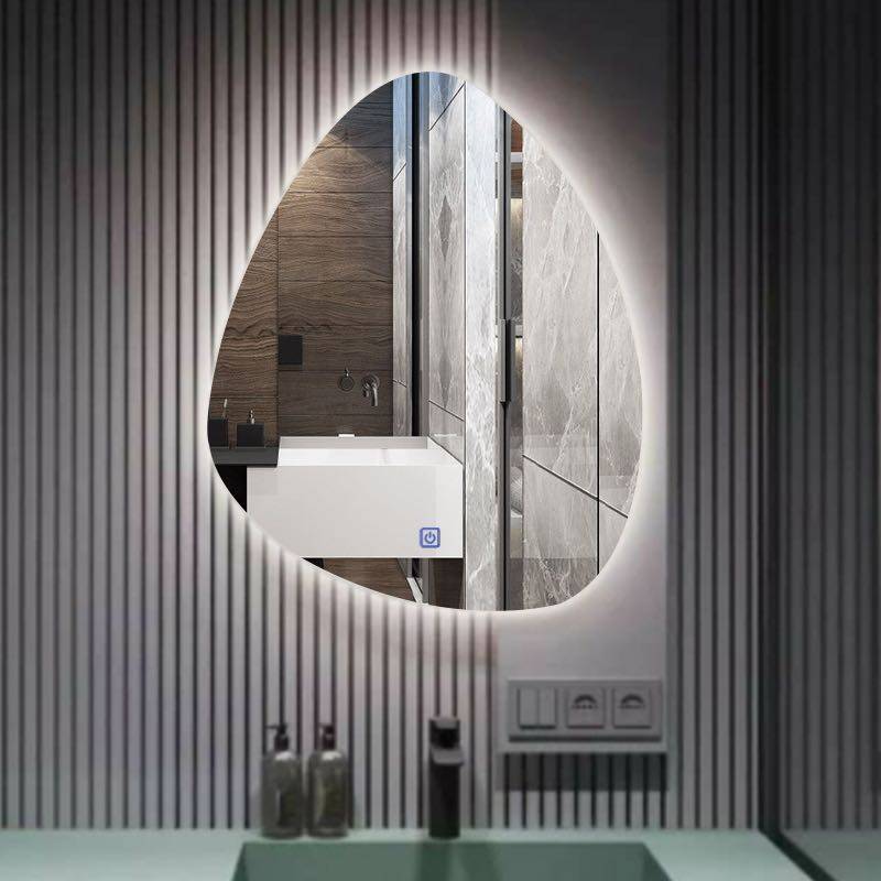 Nordic Borderless Hanging Mirror Drop-Shaped Dressing Room Luminous Irregular Mirror Touch LED Intelligent Bathroom Mirror