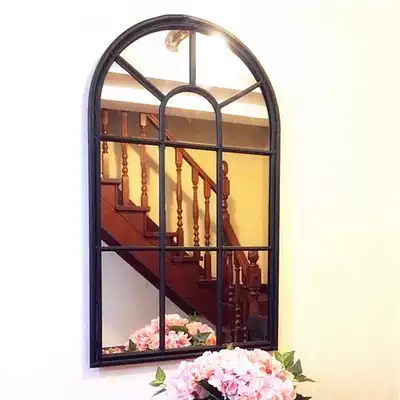 American arched mirror Wall living room decorative mirror rural creative fireplace fake window porch wall hanging window mirror custom