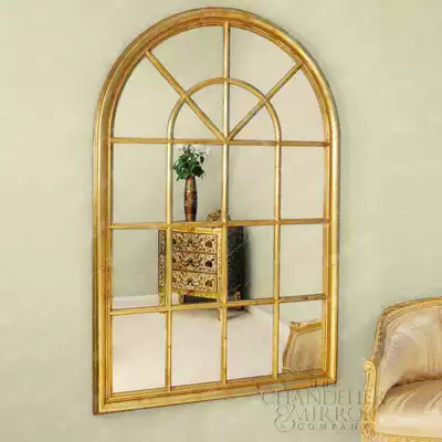 Living room decoration mirror dining room fake window dining side wall wrought iron mirror frame simulation door and window American hanging mirror background wall