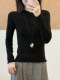 Spring and Autumn Fashionable and Western Style 2025 Autumn and Winter New Style Fungus Hem Half Turtleneck Sweater Knitted Top