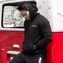 Mens 2019 autumn new black loose casual hooded sweatshirt tide sportswear training fitness clothes