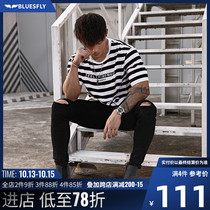 BLUESFLY sports T-shirt men summer new stripe short sleeve loose breathable sports outdoor training tide top