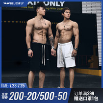 BLUESFLY SPORTS shorts MENs lace-up SUMMER FITNESS STRETCH beach pants Loose breathable training FIVE-point pants