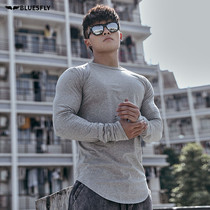 BLUESFLY original manicure plus long sleeves bottom sports T-shirt fitness blouse male round collar training autumn and winter outdoor