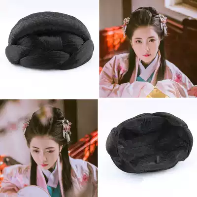 Xinyi ancient costume black hair bag New Hanfu shape high temperature silk wig ball head photo Han Tang plate hair bun