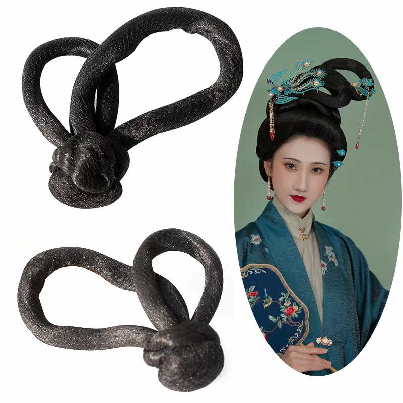 Ancient Dress Bendable Deformation Double Ring Hair Bag Hanfu Flying Sky Hair Bun Daily High Temperature Silk Song Style Ancient Wind Styling Wig