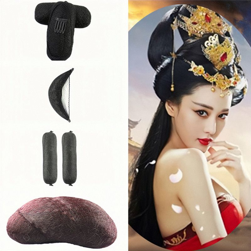 Ancient Dress Hairstyle New Wig Bag High Temperature Silk Hair Bun Tonic Hair Stick Lig Sea Moon Tooth Bag Ancient Wind Hanfu Fluffy Hair
