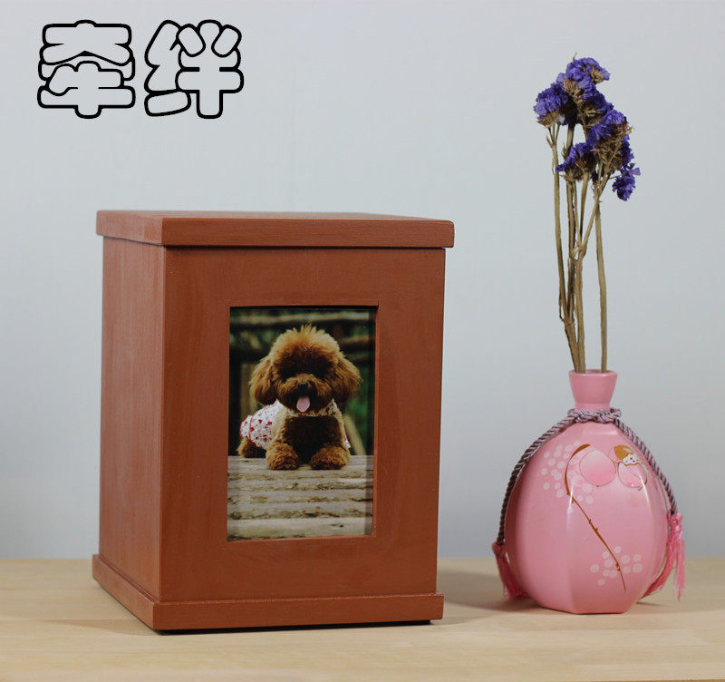 Tie solid wood pet dog cat death urn storage photo urn commemorative cremation placement